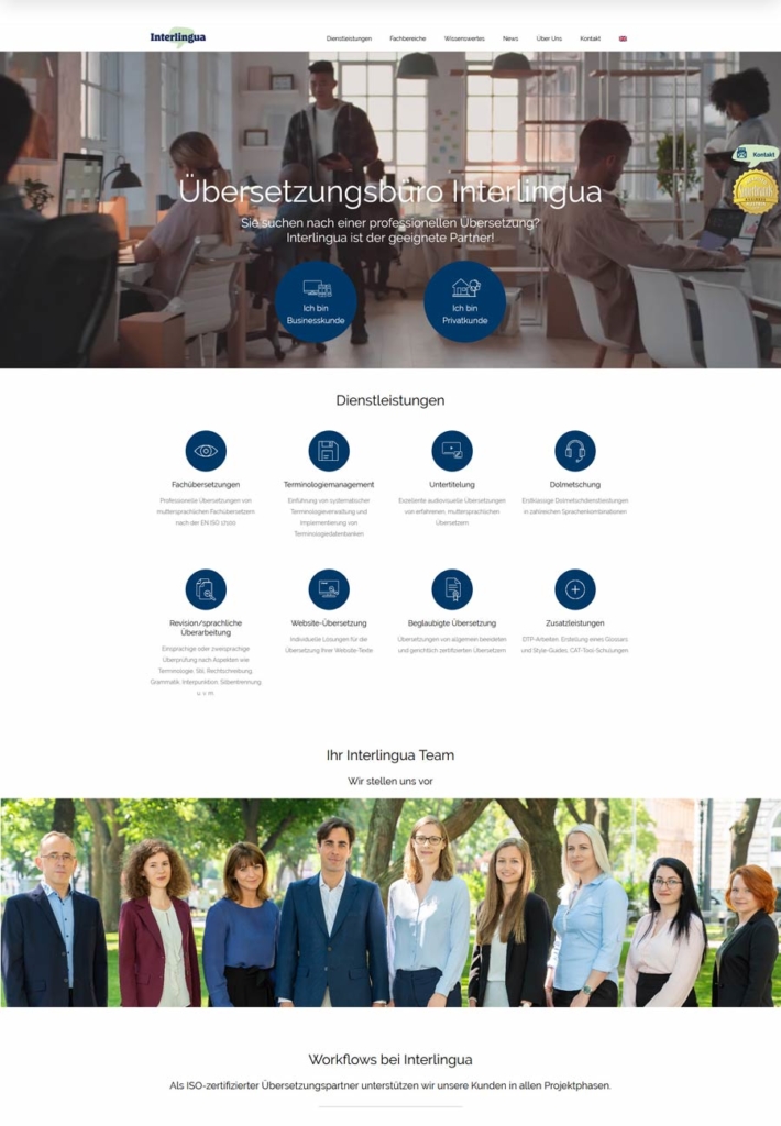 Neue Homepage für die Übersetzungsagentur Interlingua Wien