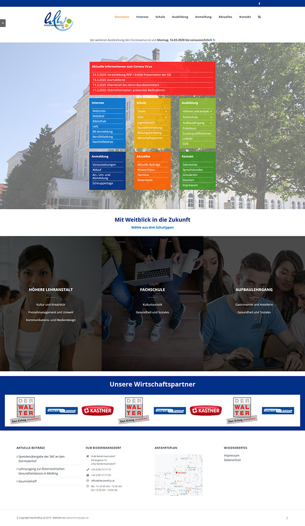 HLW Biedermannsdorf - neue Website 2020