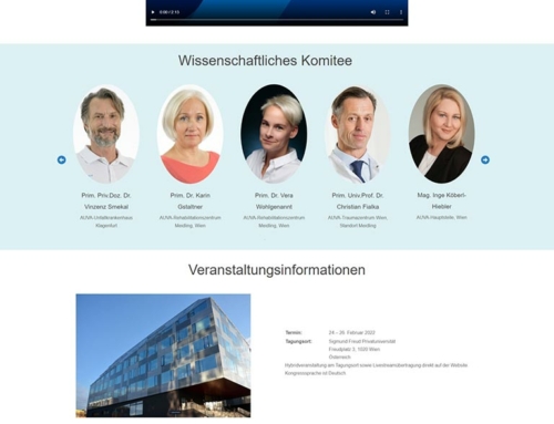 Homepage für die AUVA Konferenzwebsite “Modern Trauma Care”