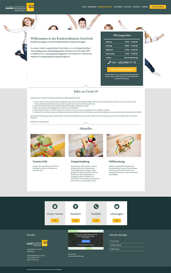 Screenshot der Website von Kinderneurologin D. Tiedt-Oberbauer