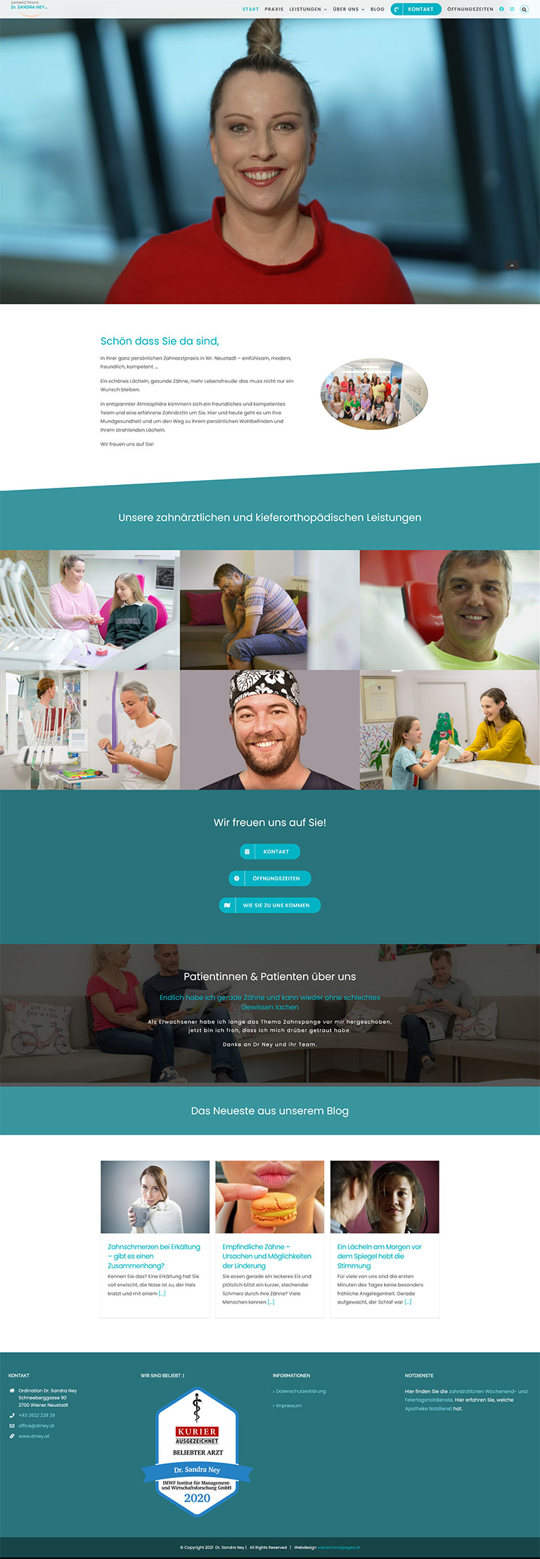 Entwicklung und Erneuerung der Zahnarzt Homepage von Dr. Ney in Wiener Neustadt