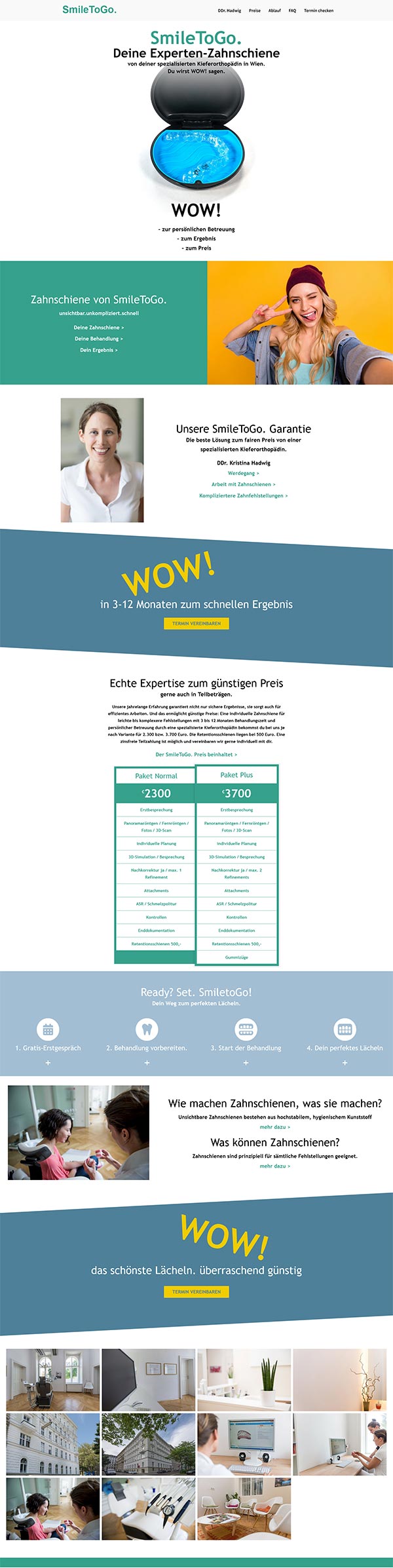 Onepager für SmileToGo Zahnschienen
