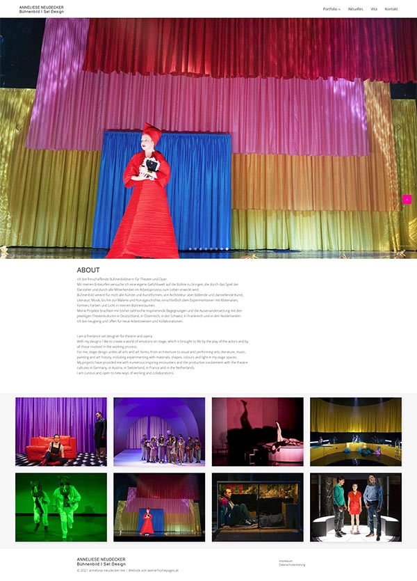 Homepage für die Bühnenbilderin Anneliese Neudecker