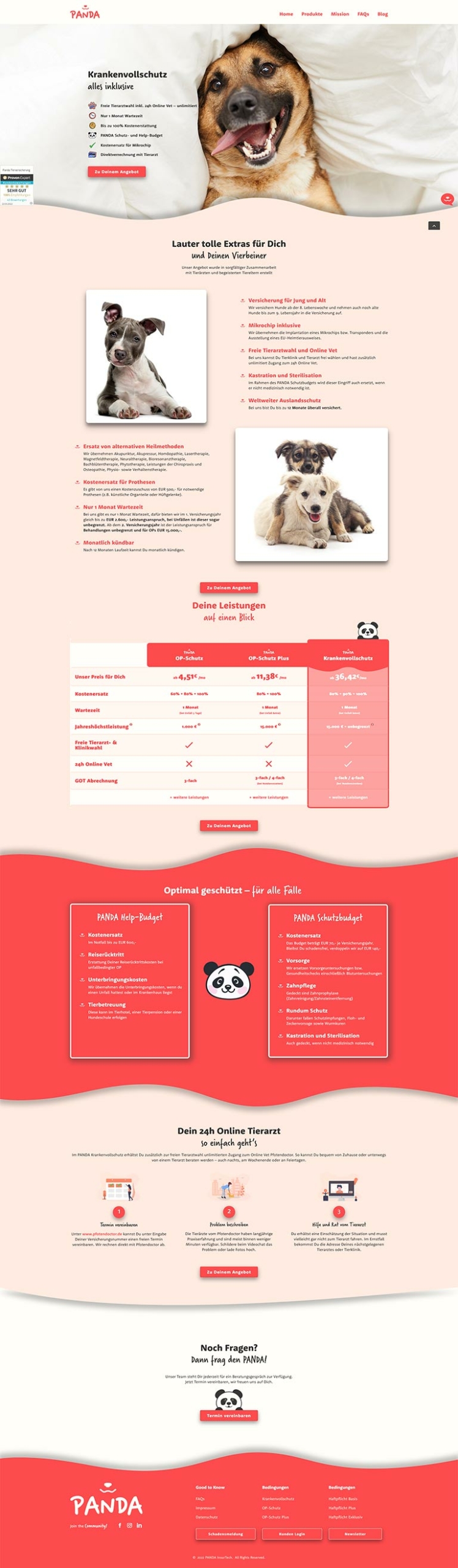 Homepage SCreenshot Panda Hundeversicherung