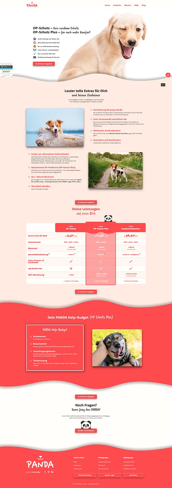 Homepage Screenshot Panda Hundeversicherung